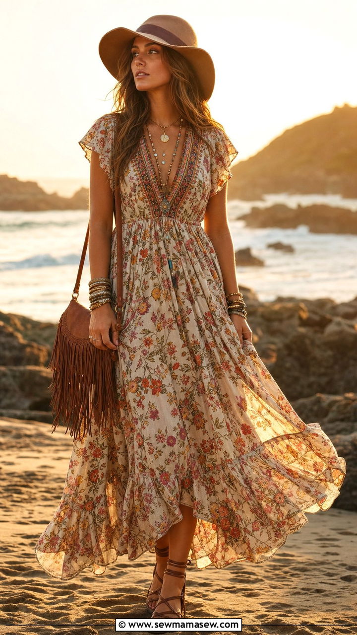 Boho Maxi Dress Summer Outfit For Wide Hips - 25 summer outfits for women with wide hips