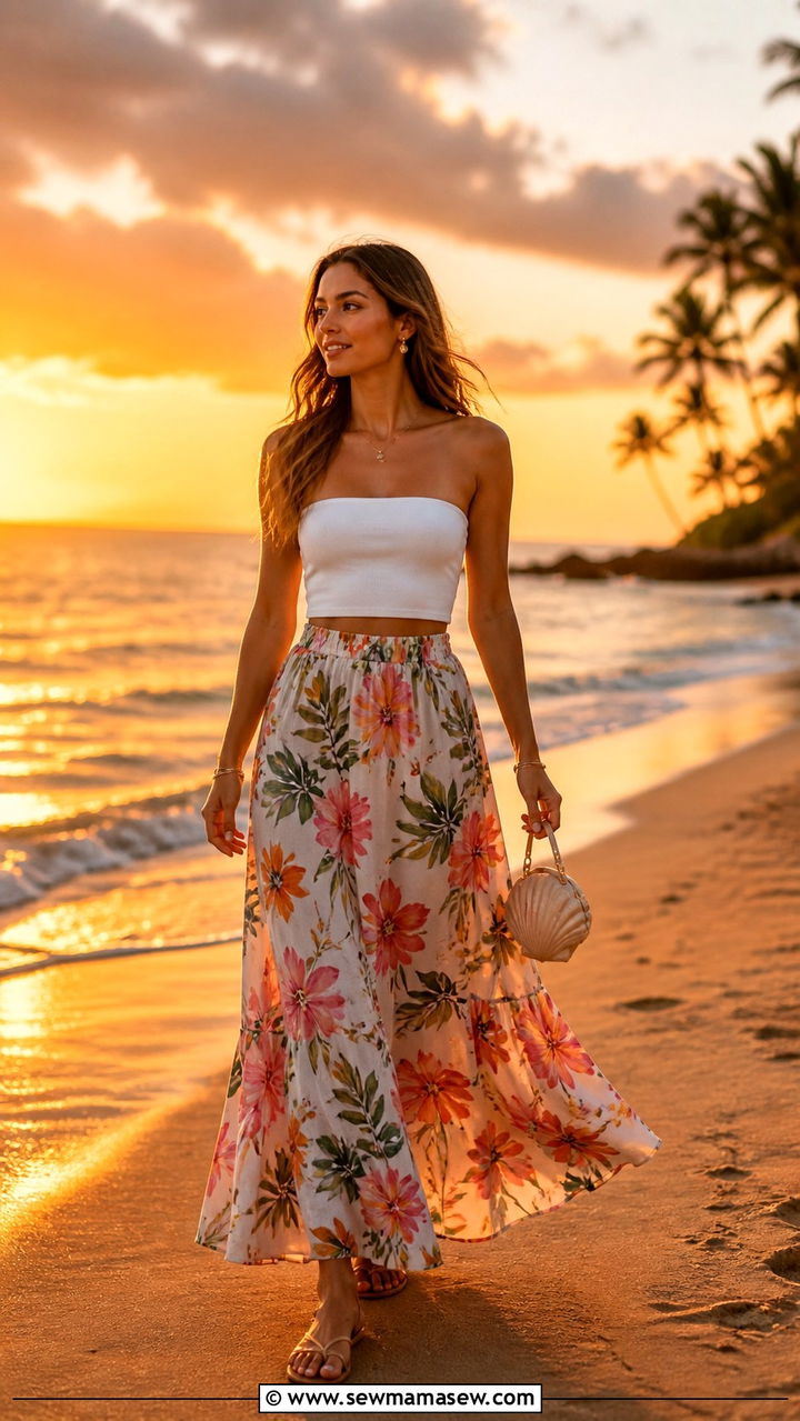 Boho Maxi Dress with Flat Leather Sandals - 40 Hawaii outfit ideas