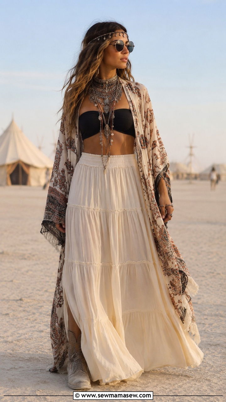 Boho Maxi Skirt And Bandeau Top Burning Man Outfit - 20 Burning Man outfit ideas 2026