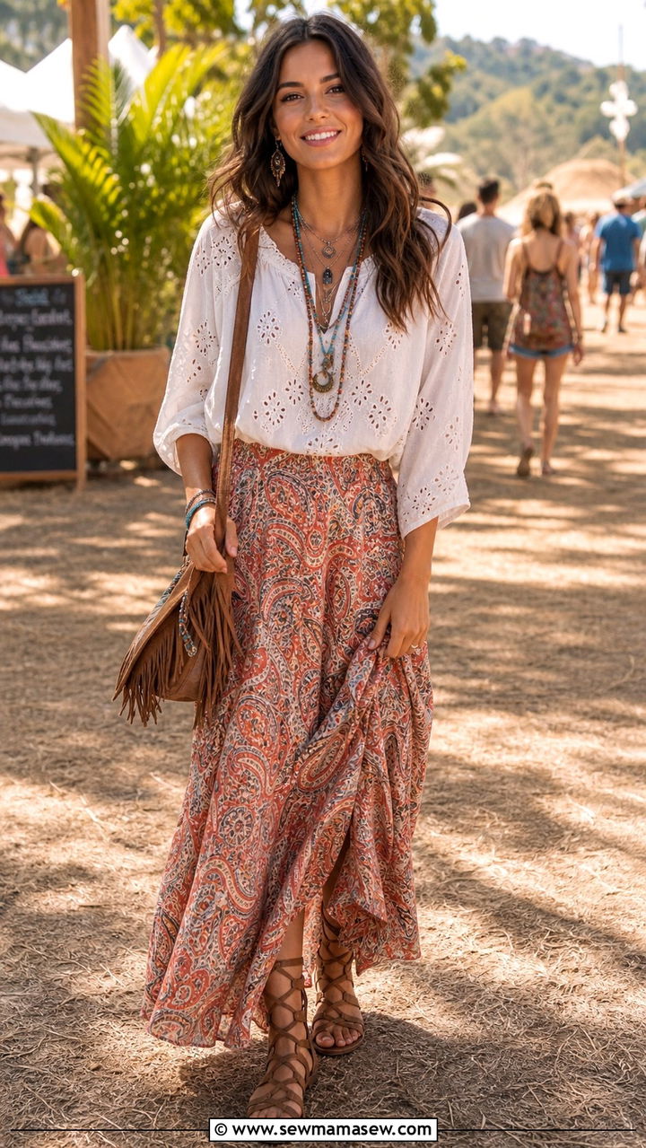 Boho Maxi Skirt Spring Outfit - 40 Chic spring outfits