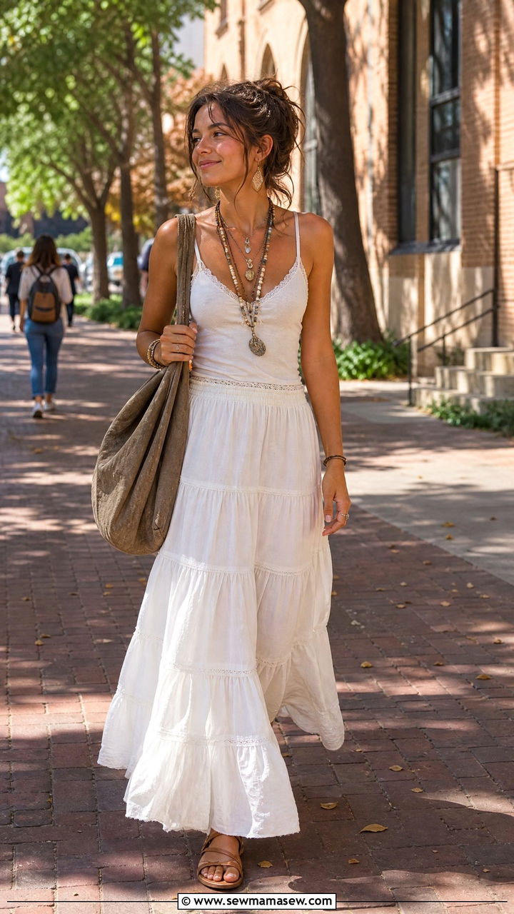 Boho Maxi Skirt and Cami Top Outfit - 25 Fashion for college freshman