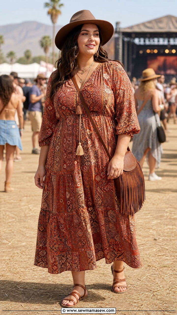 Boho Print Maxi Dress Summer Outfit - 30 Plus size summer dresses