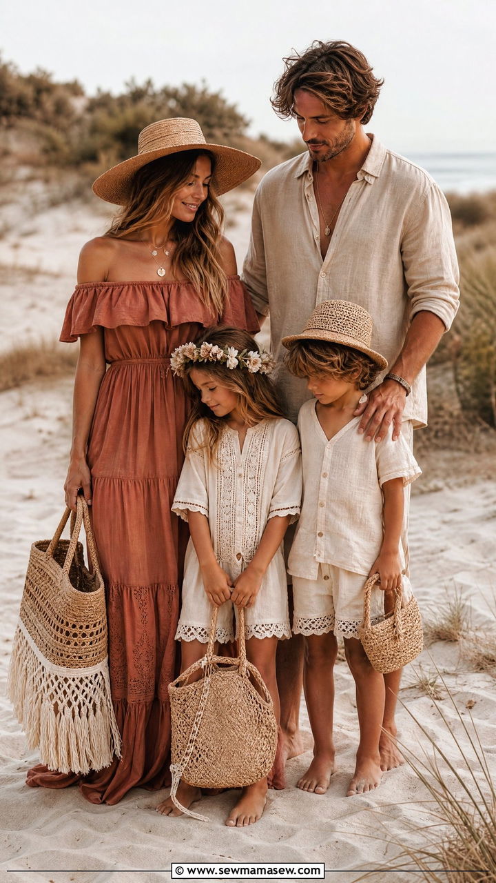 Boho Style Family Beach Outfit - 30 Family beach photo outfit ideas