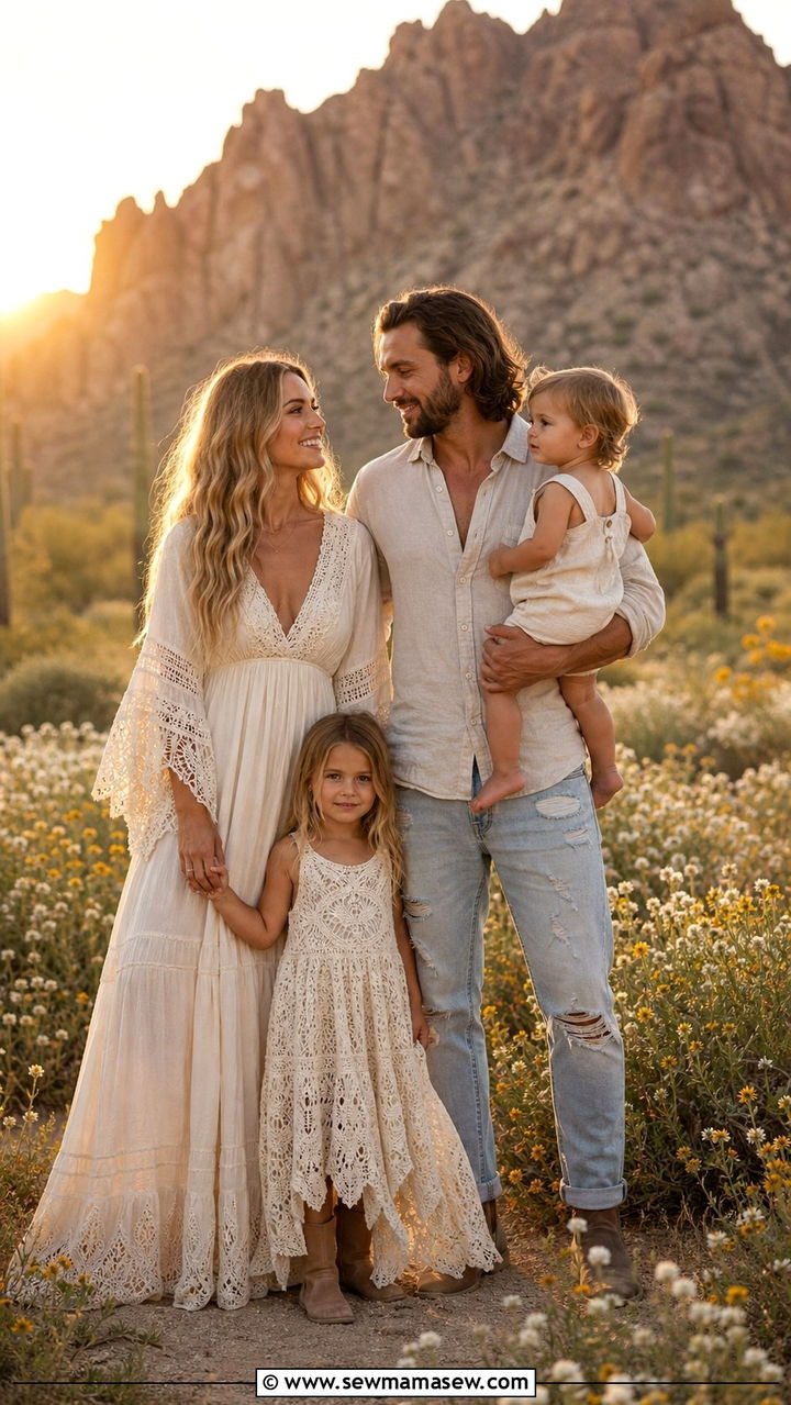Boho Style with Flowing Maxi Dress - 40 Spring family photo outfits