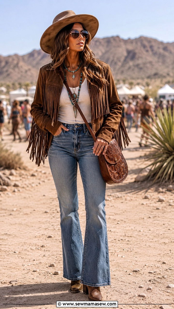 Boho Suede Fringe Outfit - 25 aesthetic outfits inspo