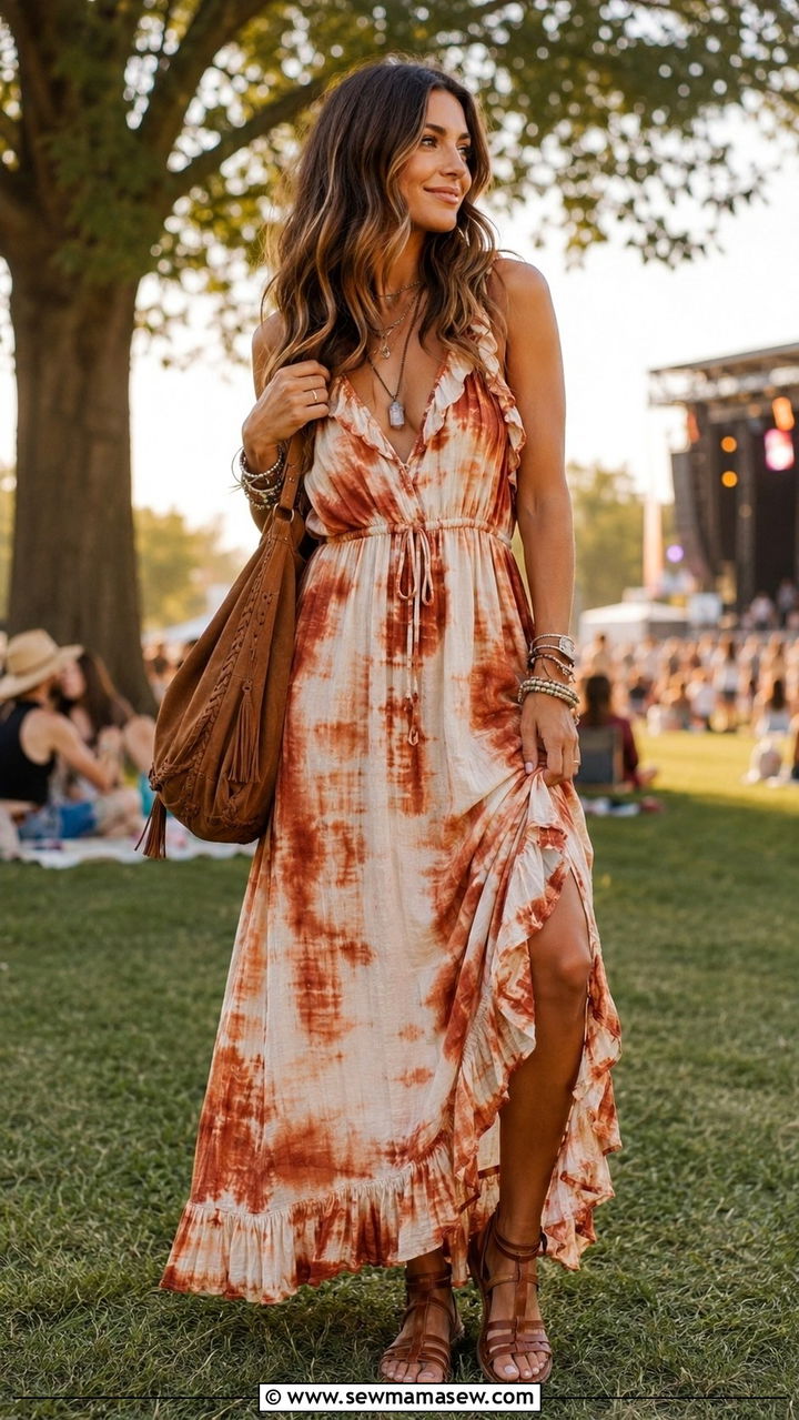 Boho Tie Dye Maxi Dress Outfit - 20 Maxi dress summer 2026 outfit ideas