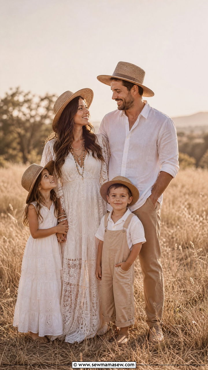 Boho White Lace Family Outfit - 30 Matching spring family outfits