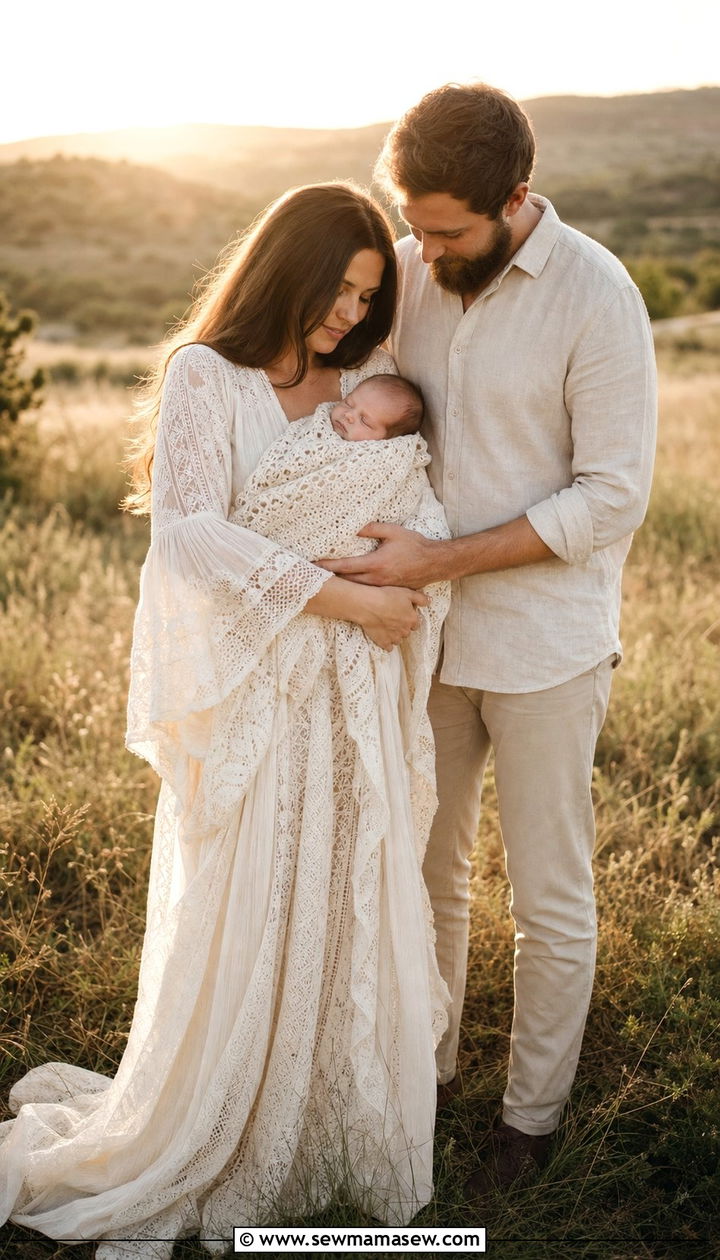 Boho family photo outfit with newborn - 25 Family photo outfit ideas with newborn
