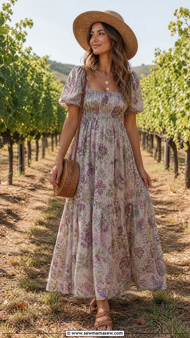 Boho floral maxi dress August outfit 2026 - 25 August outfit ideas 2026