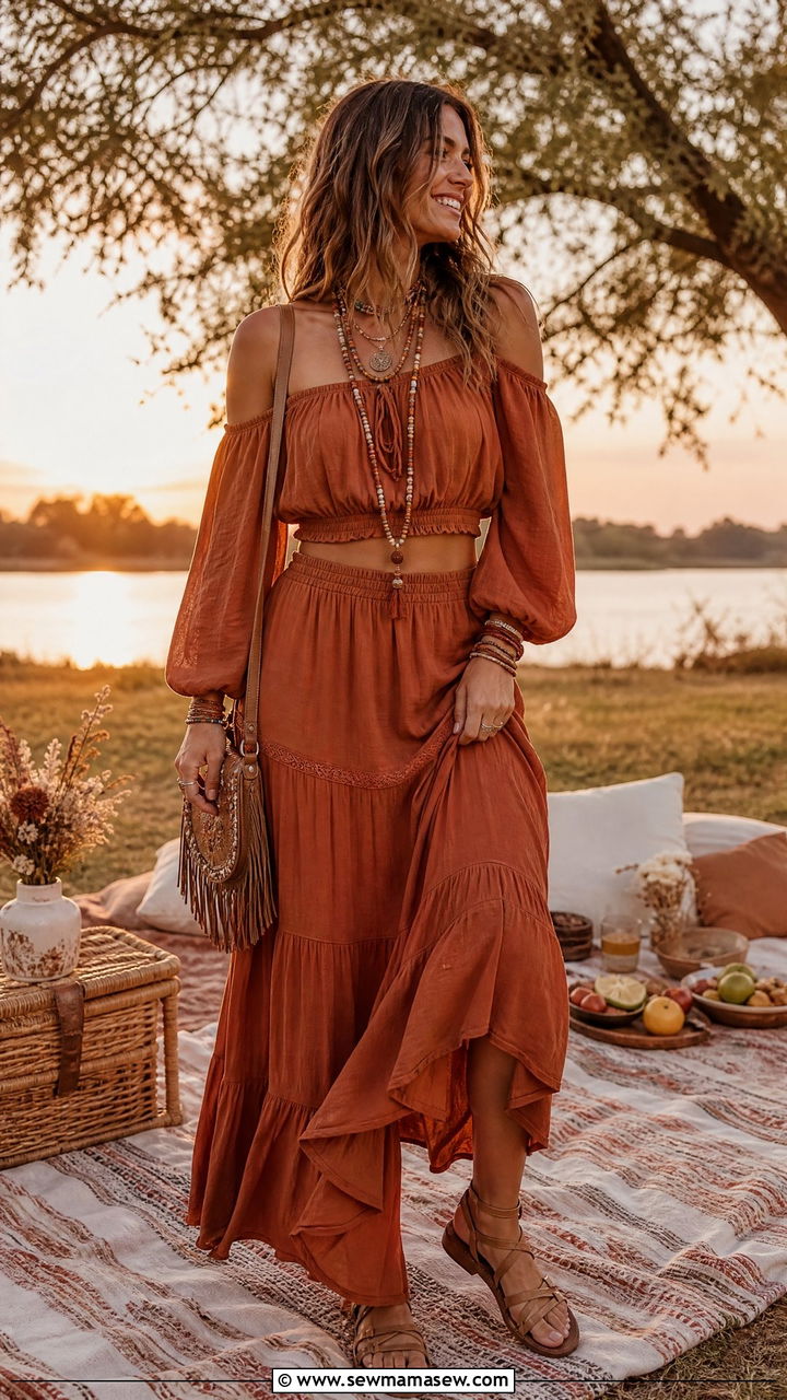 Boho matching set outfit - 25 chic matching set outfit ideas
