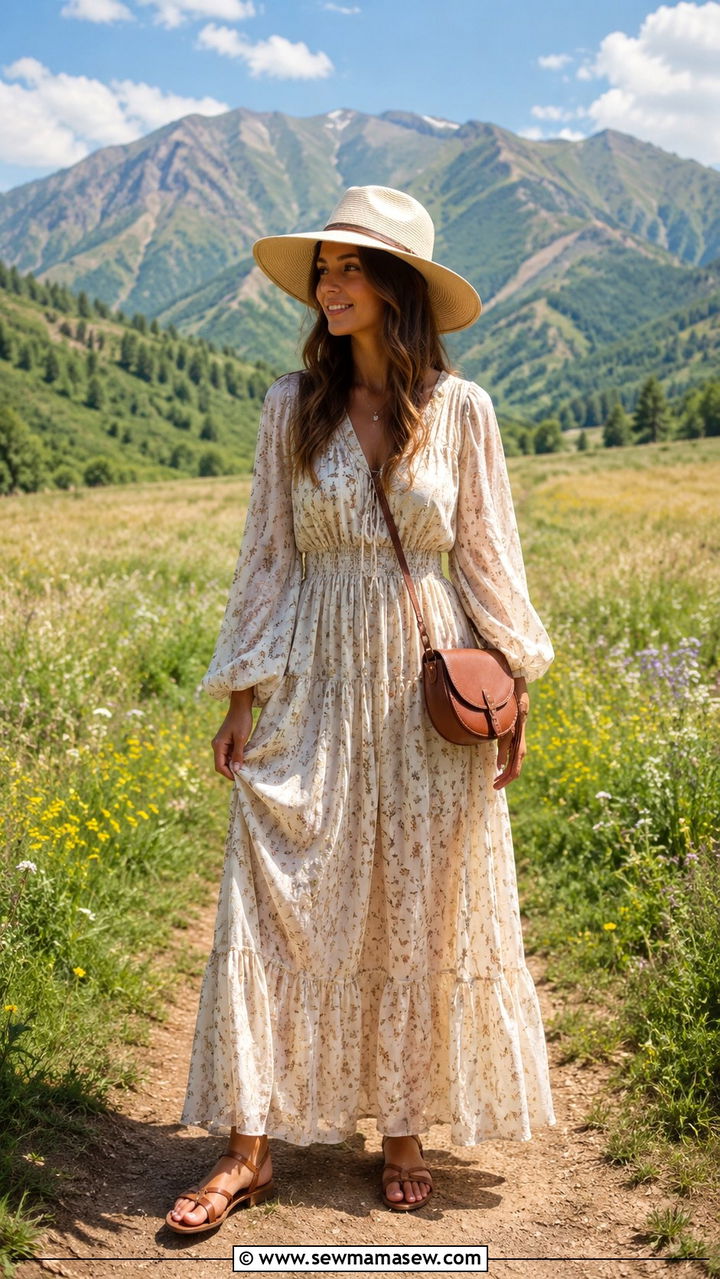 Boho maxi dress and sandals outfit petite modest - 30 Modest outfit ideas petite
