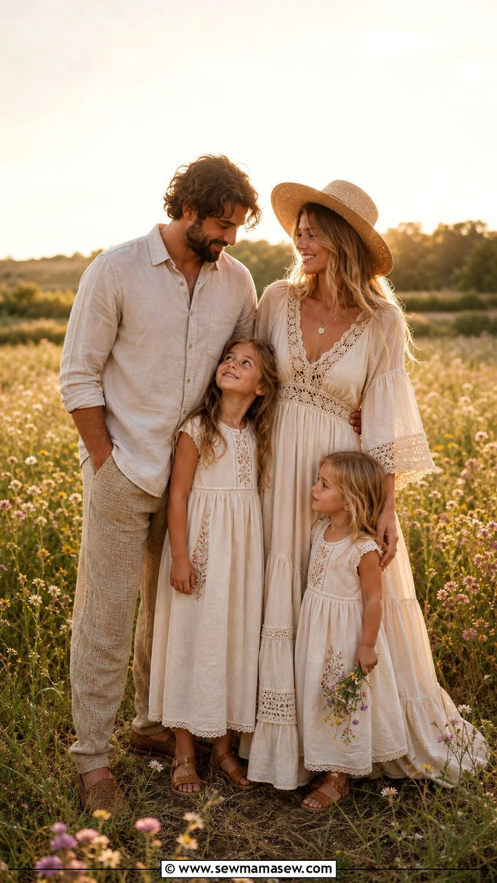 Boho maxi dress family photo outfits - 40 Family photo outfit ideas