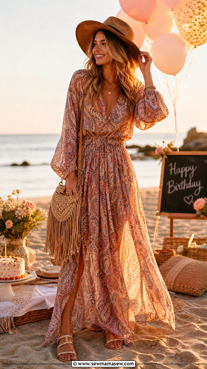 Boho maxi dress outfit - 25 casual birthday outfits