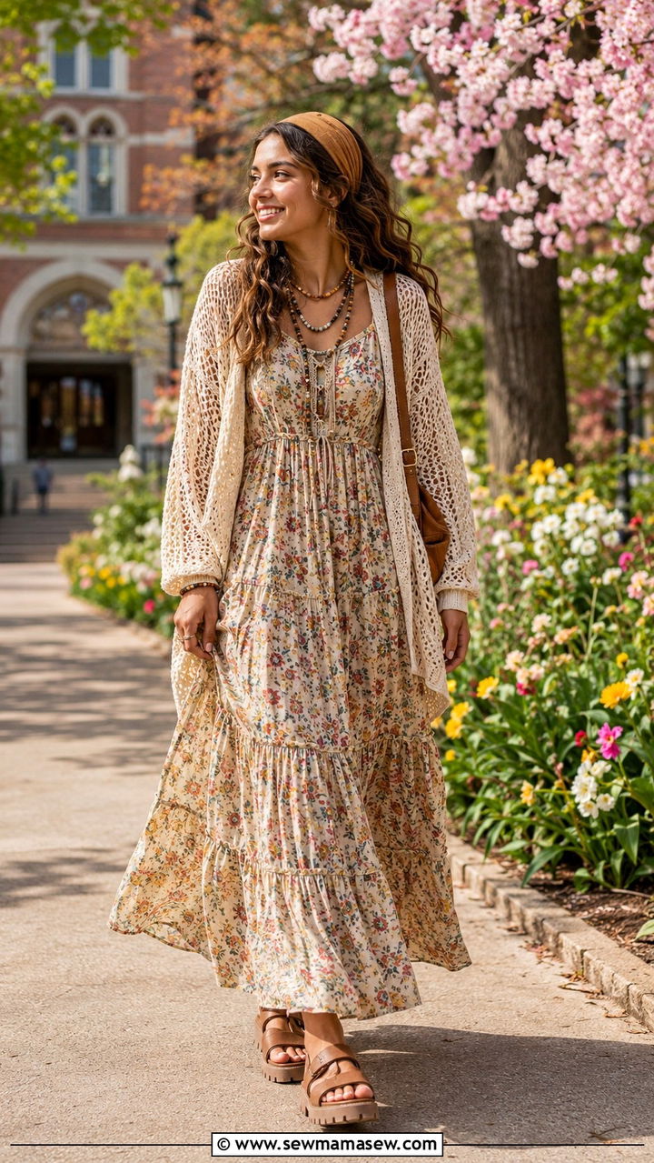 Boho maxi dress outfit spring - 30 Spring outfits for college girls