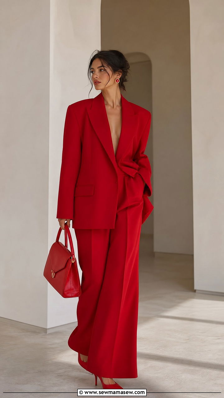 Bold Monochrome Red Outfit - 35 maximalist outfits