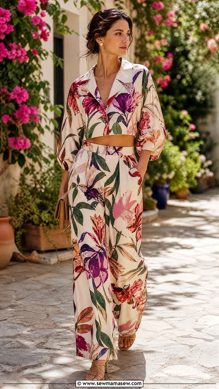 Bold Print Two Piece Set - 35 Garden wedding guest outfits