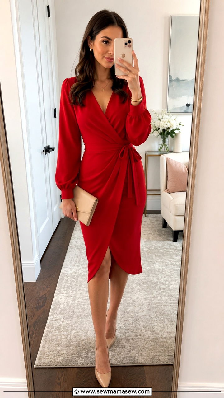 Bold Red Dress With Neutral Accessories - 30 Graduation ceremony outfit ideas