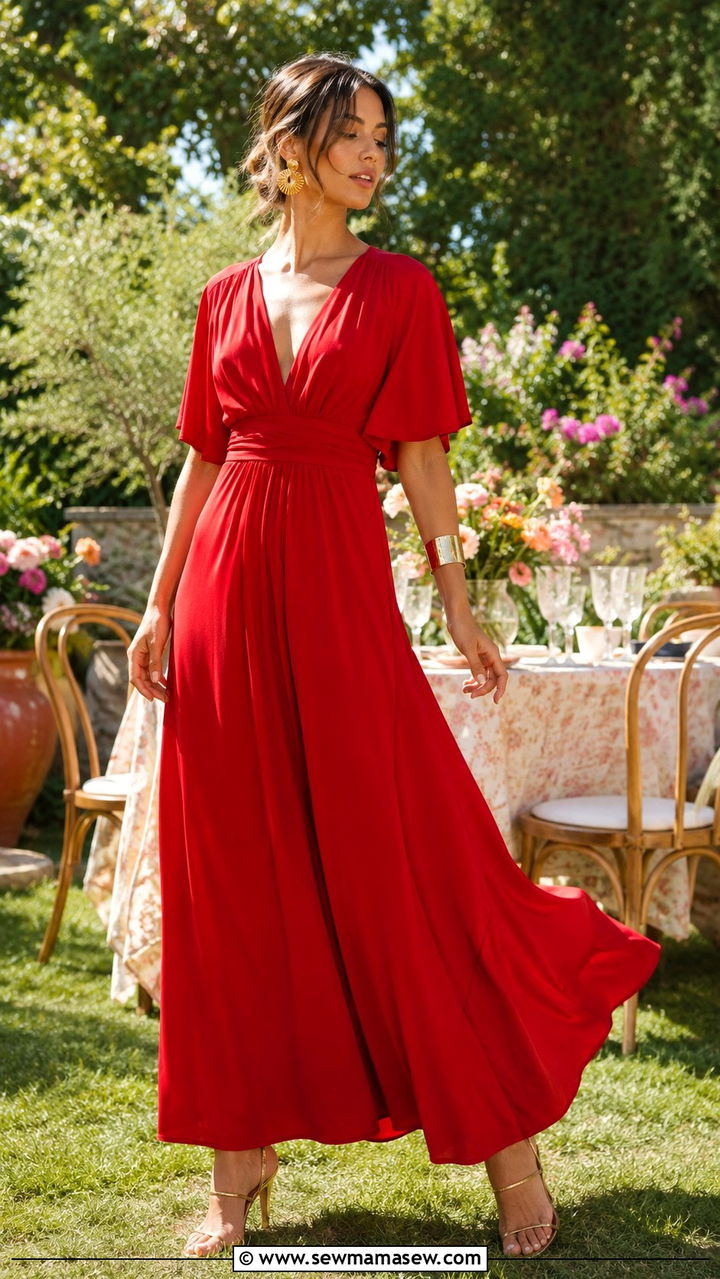 Bold Red Maxi Dress Outfit - 30 Bold color outfit ideas