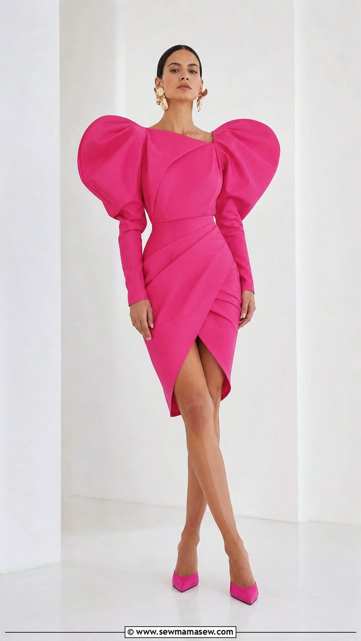 Bold Shoulder Statement Dress with Minimal Accessories Outfit - 35 maximalist outfits