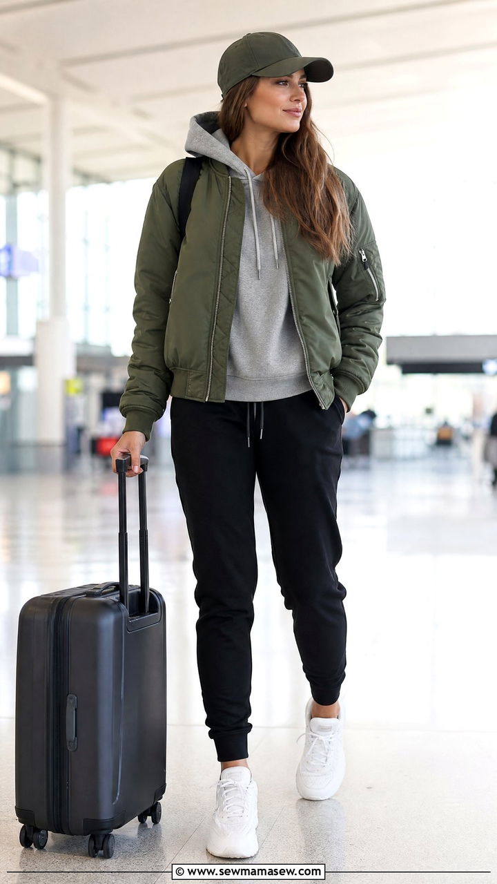Bomber Jacket And Hoodie With Joggers And Sneakers - 35 jacket outfits