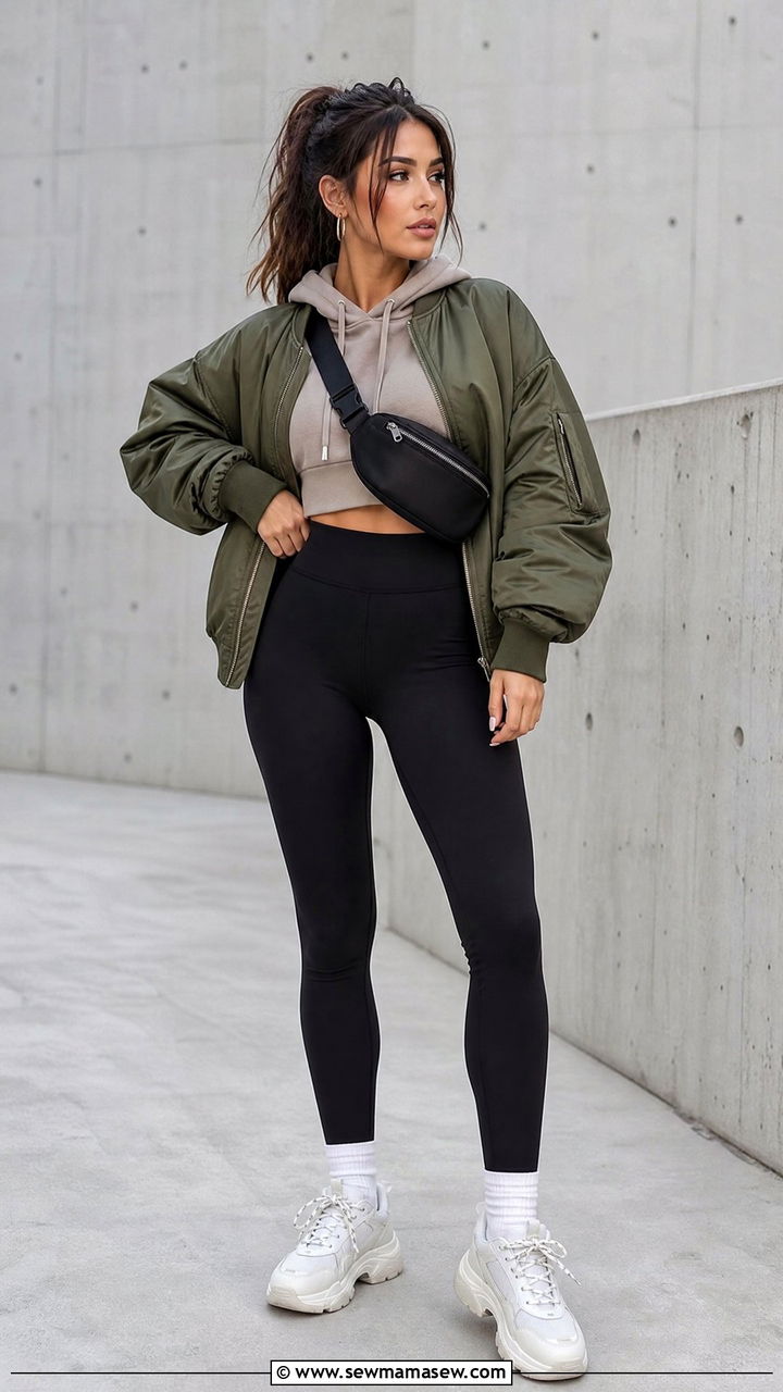 Bomber Jacket With Leggings Outfit - 25 jacket outfits inspo