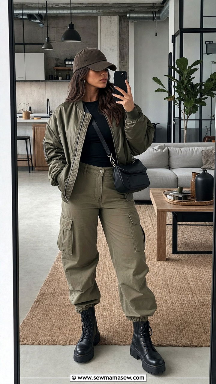 Bomber Jacket and Cargo Pants Outfit - 25 Copenhagen outfits aesthetic