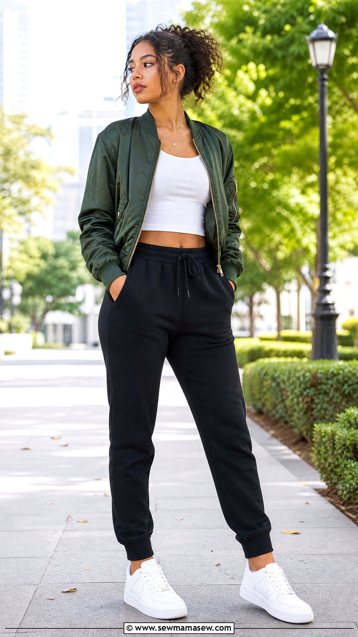 Bomber Jacket and Jogger Pants Outfit - 25 Nairobi outfit ideas