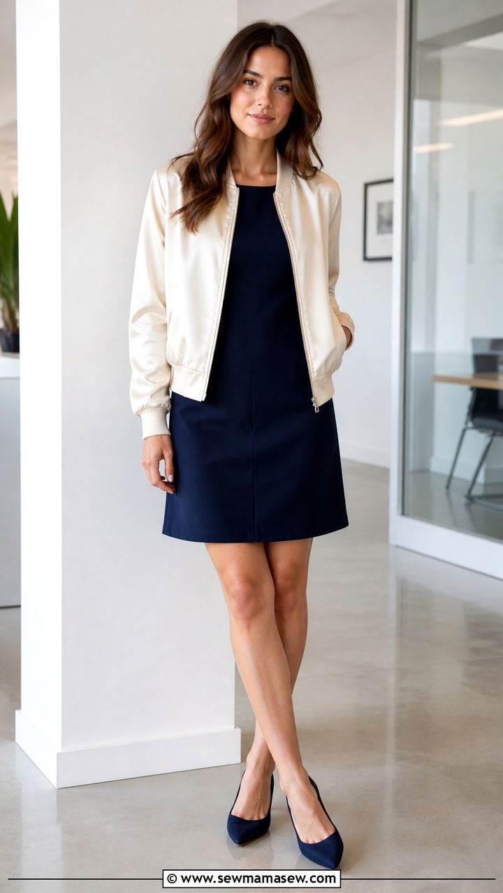Bomber Jacket with Shift Dress - 40 casual bomber jacket outfits