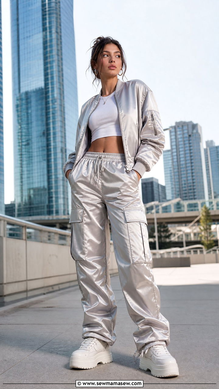 Bomber jacket and cargo pant set - 30 Matching set outfit ideas aesthetic