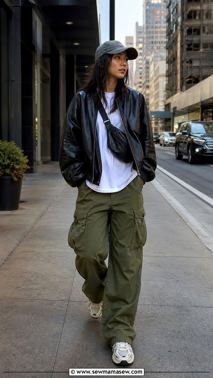 Bomber jacket and cargo pants outfit - 40 It girl outfit ideas