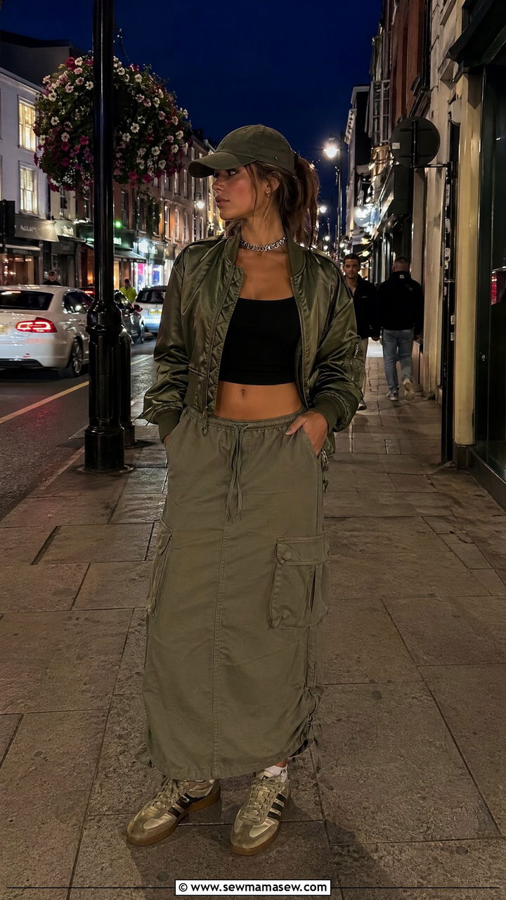 Bomber jacket and cargo skirt Dublin outfit - 35 Dublin outfit ideas