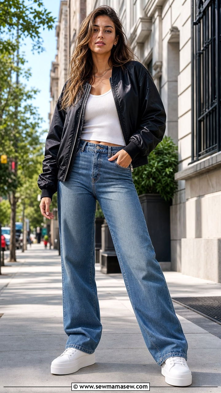 Bomber jacket and jeans outfit - 25 streetwear outfits aesthetic