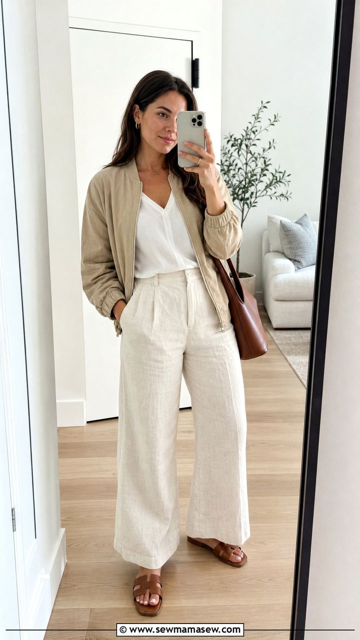 Bomber jacket with linen pants summer - 25 Summer outfits with bomber jacket