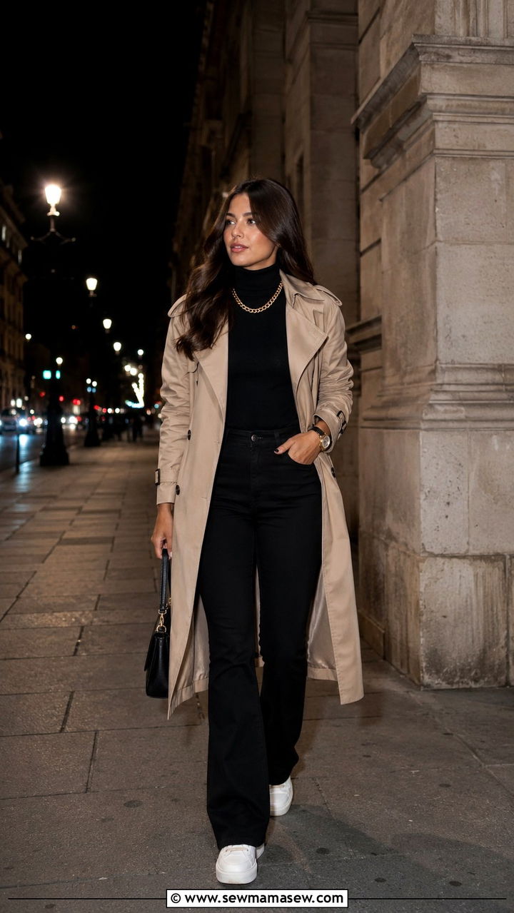 Bootcut Jeans White Sneakers AllBlack Base - 25 Bootcut jeans outfit ideas with white sneakers
