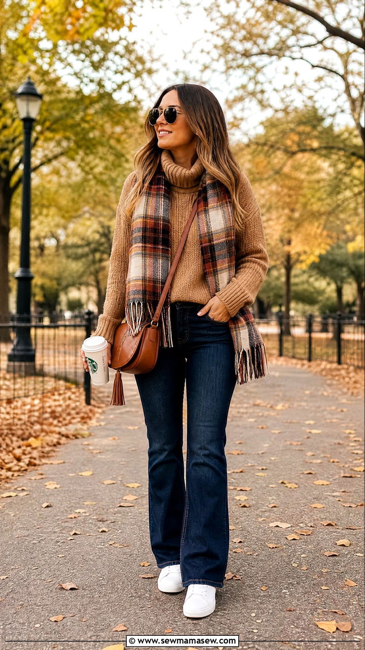 Bootcut Jeans White Sneakers Fall Look - 25 Bootcut jeans outfit ideas with white sneakers