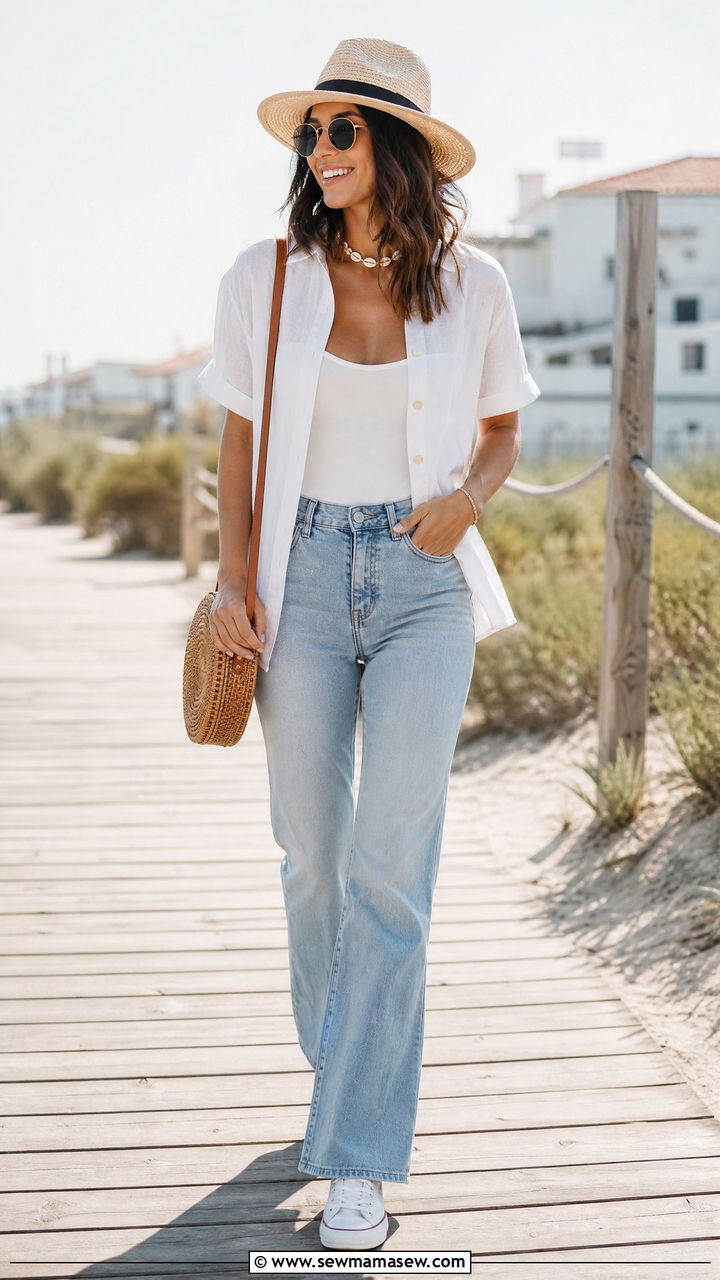 Bootcut Jeans White Sneakers Summer Style - 25 Bootcut jeans outfit ideas with white sneakers