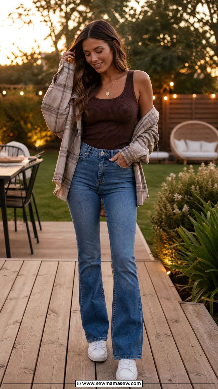 Bootcut Jeans White Sneakers Tank Top - 25 Bootcut jeans outfit ideas with white sneakers