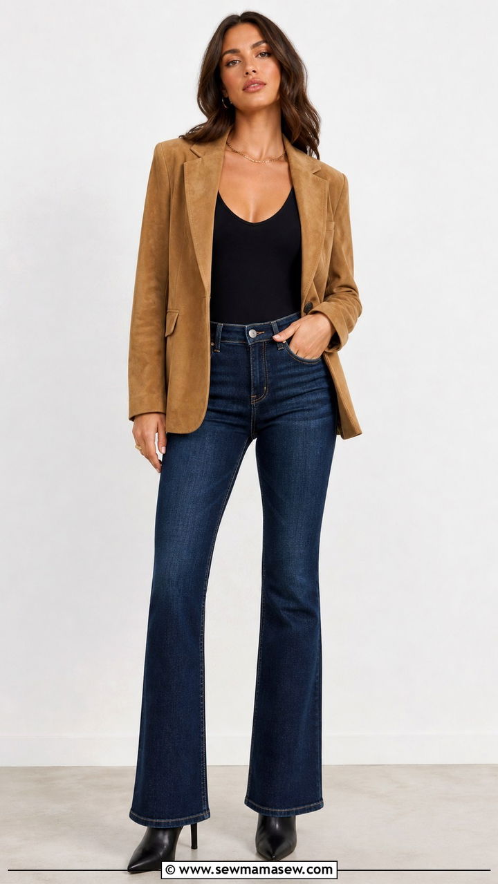 Bootcut Jeans With Bodysuit Outfit - 40 jeans outfits for women