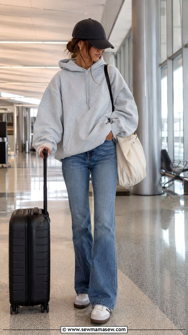 Bootcut Jeans With Hoodie and Low Profile Sneakers - 25 Bootcut jeans outfit ideas with flats