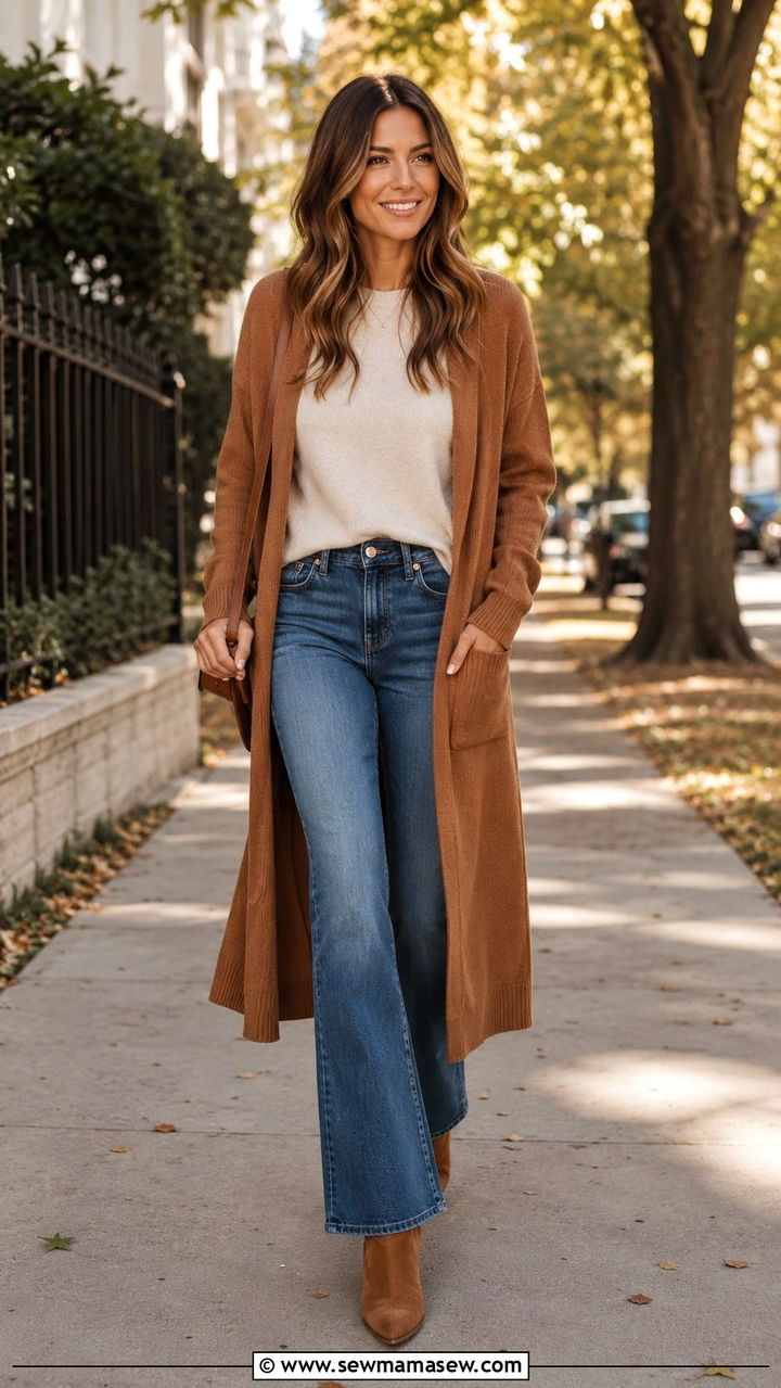 Bootcut Jeans With a Short Sleeve Cardigan and Espadrilles - 25 Bootcut jeans outfit ideas with a cardigan