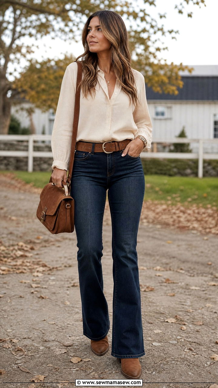 Bootcut Jeans with Western Boots - 35 jeans outfits ideas