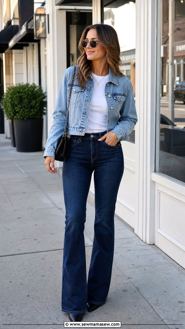 Bootcut jeans with a denim jacket for double denim - 25 How to style bootcut jeans