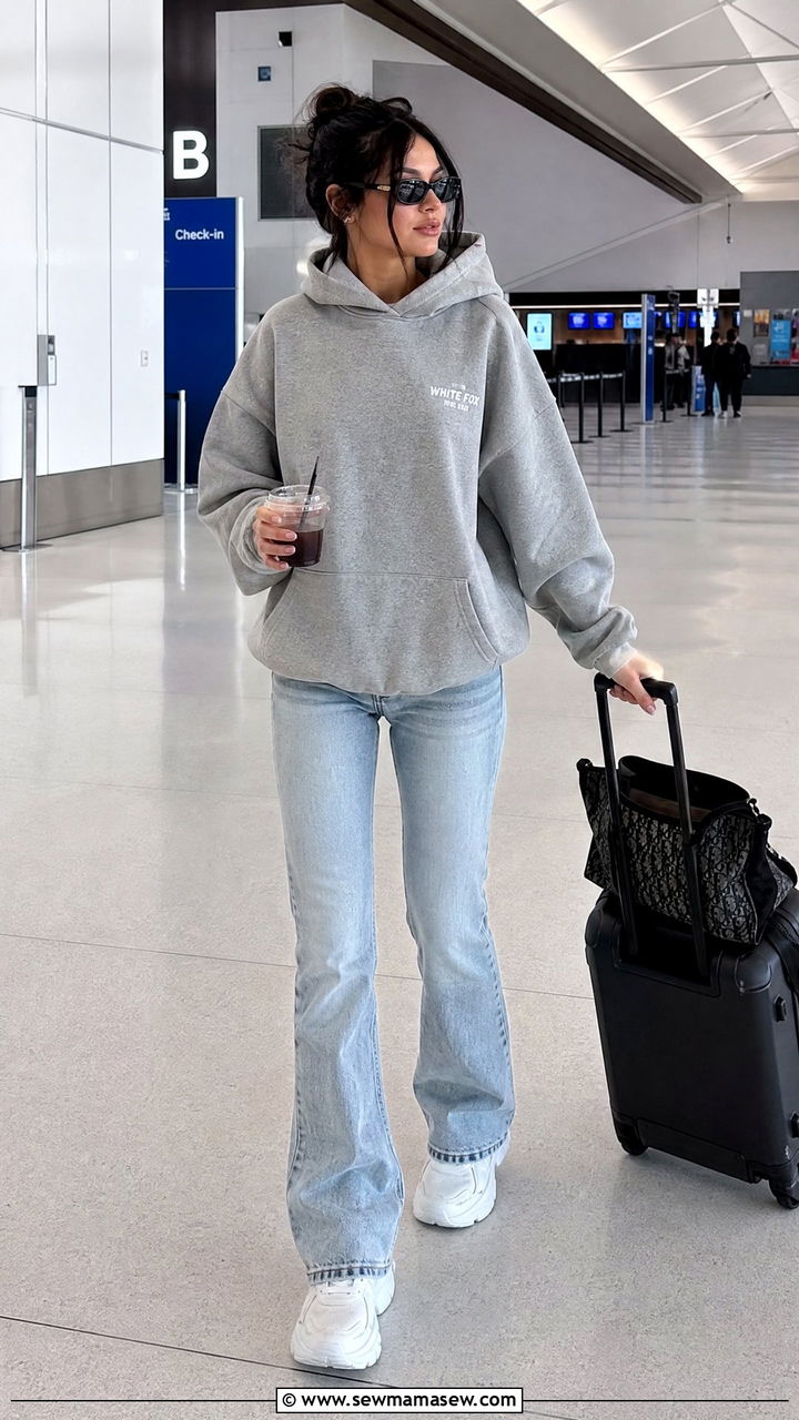Bootcut jeans with a hoodie and chunky sneakers - 25 How to style bootcut jeans