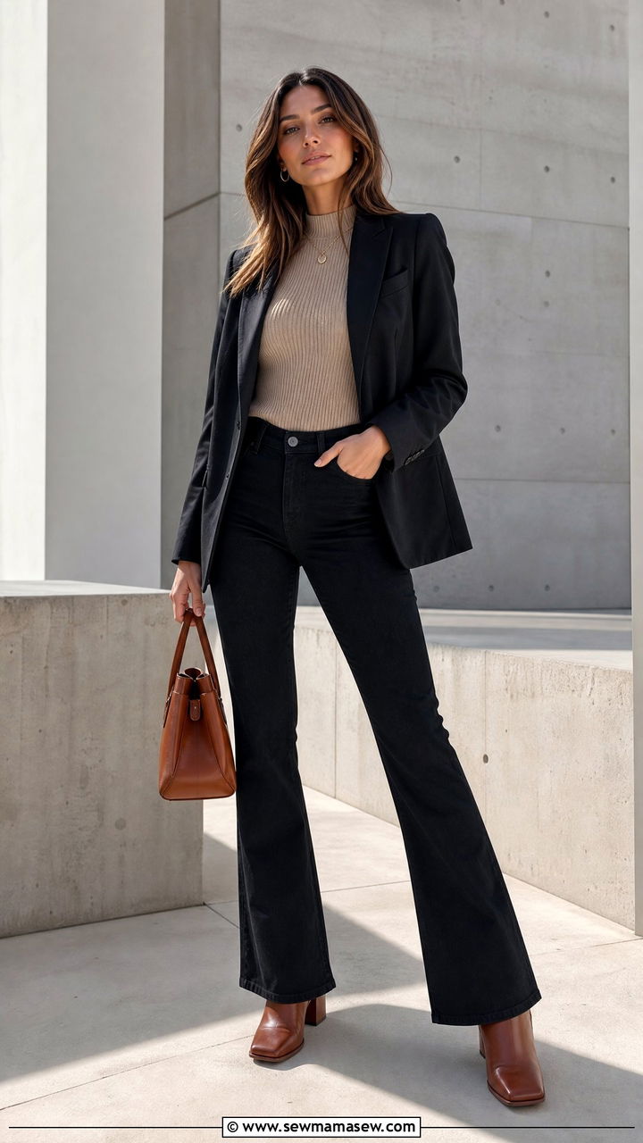 Bootcut jeans with square toe boots - 25 Bootcut jeans outfit ideas with boots