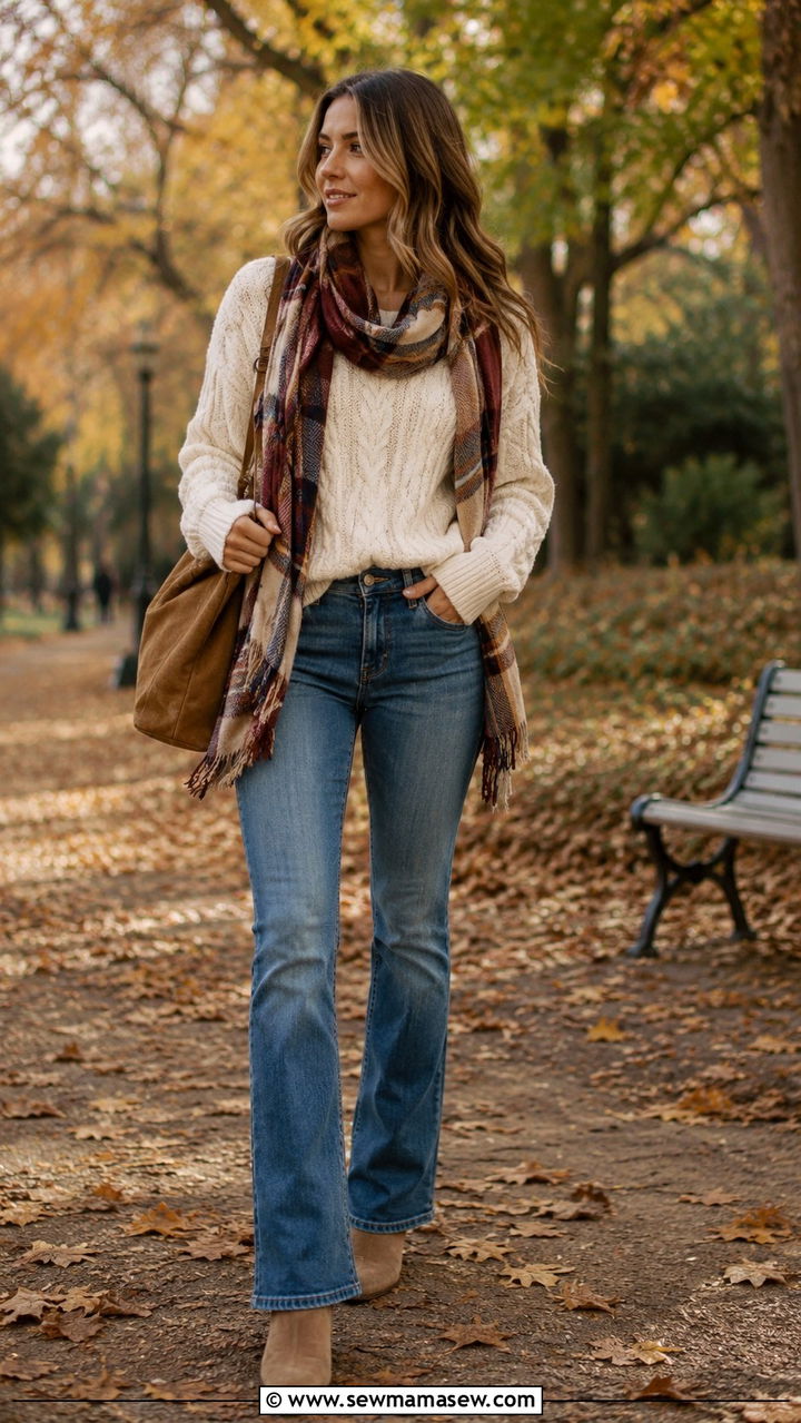 Bootcut jeans with tan suede ankle boots - 25 Bootcut jeans outfit ideas with boots