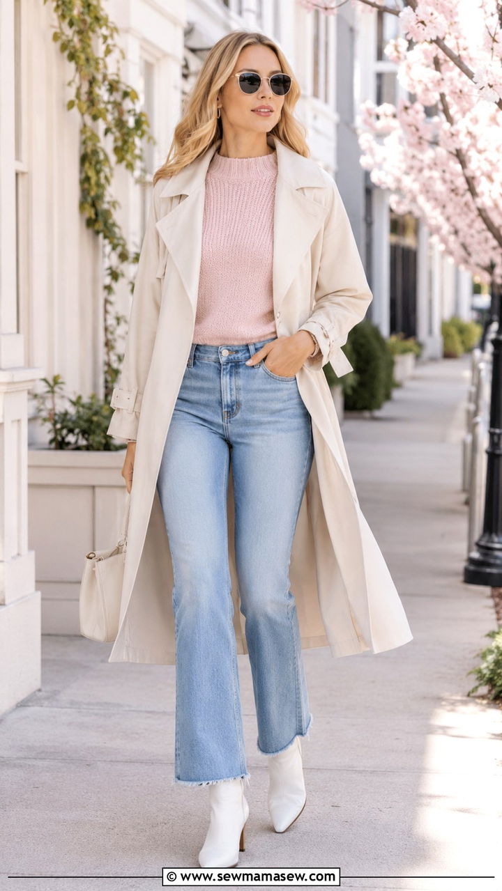 Bootcut jeans with white ankle boots - 25 Bootcut jeans outfit ideas with boots