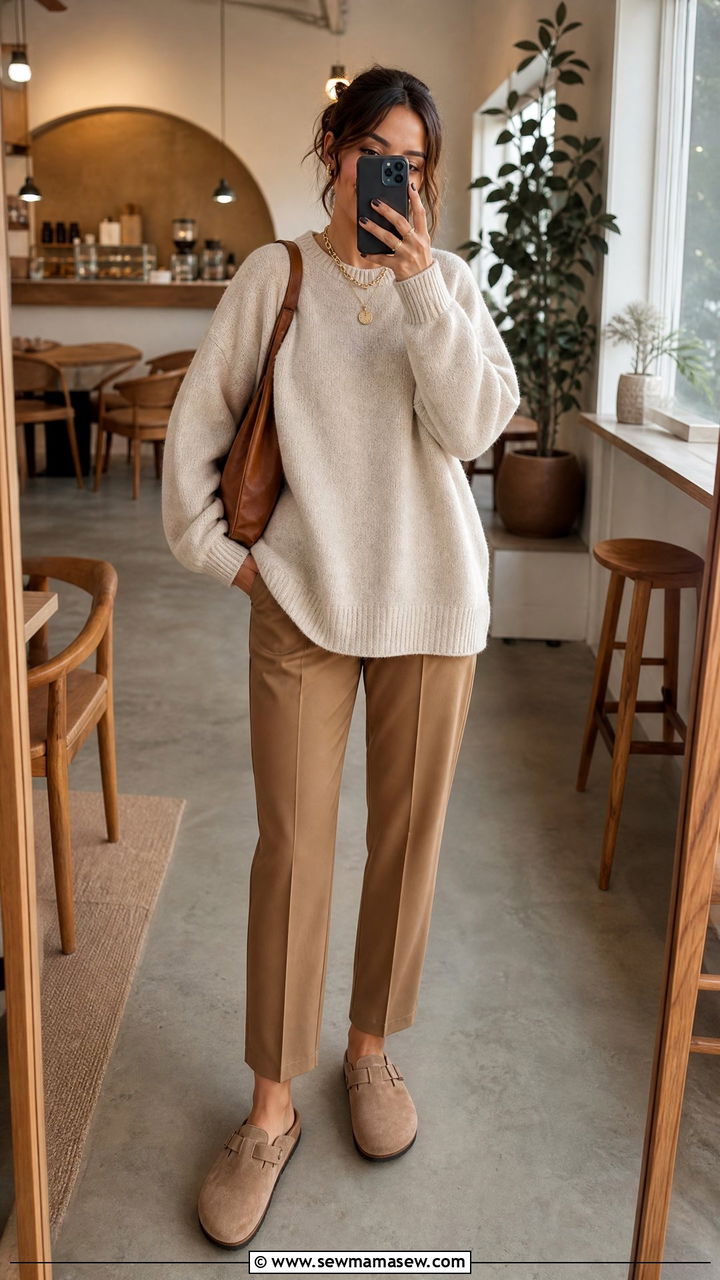 Boston Clogs With Oversized Sweater Outfit - 25 How to style birkenstocks