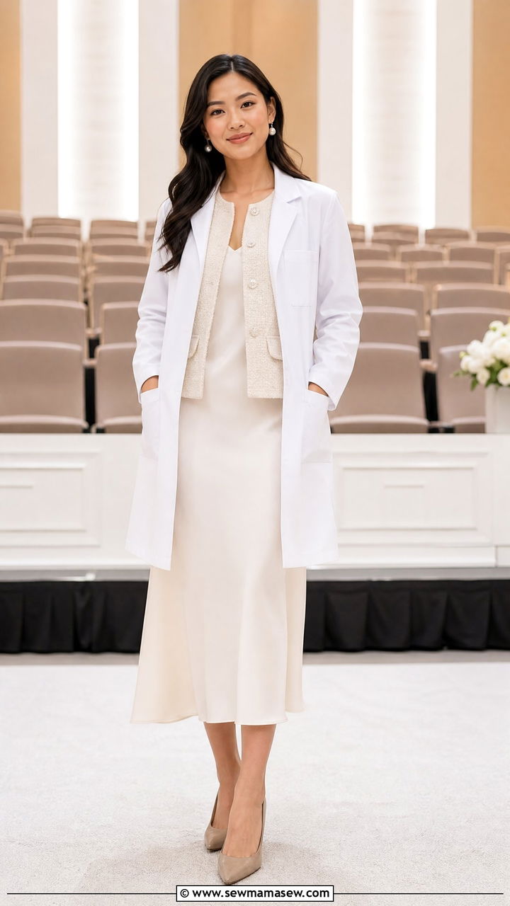 Boucle Jacket With Slip Dress - 30 Medical student outfit ideas
