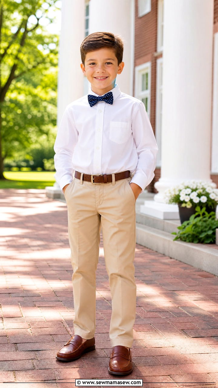 Bow Tie With Dress Shirt and Khakis - 20 5th grade graduation outfit ideas