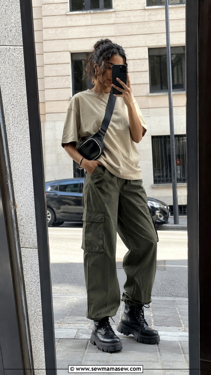Boxy T Shirt With Cargo Pants - 25 Androgynous outfit ideas